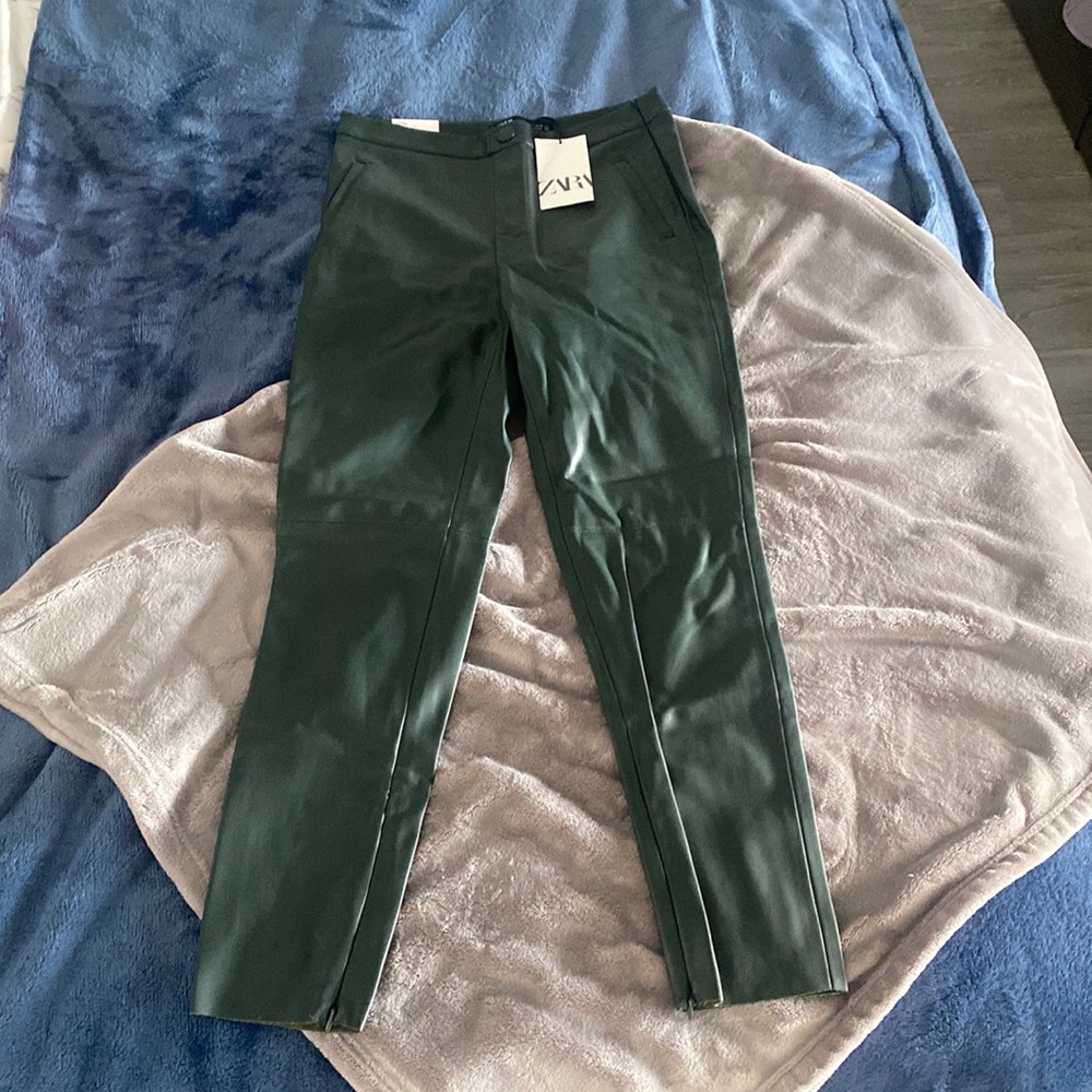 Beautiful dark green leather pants!